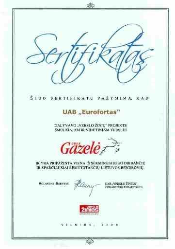 Gazele-2008_sertifikatas