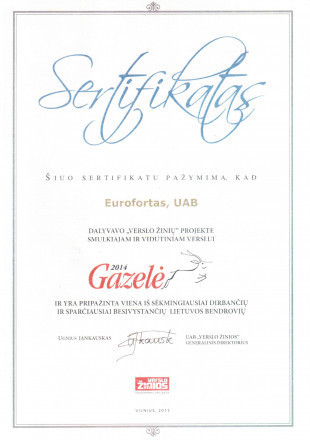 Gazele-2014 sertifikatas
